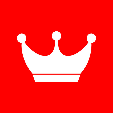 King crown sign. White icon on red background.のイラスト素材