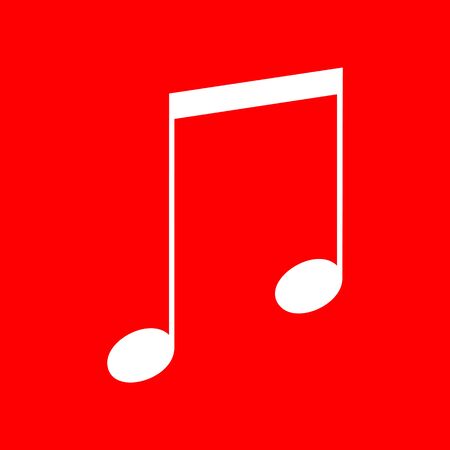 Music sign illustration. White icon on red background.のイラスト素材