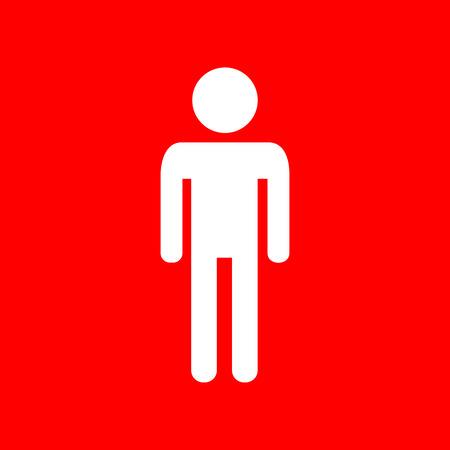 Man sign illustration. White icon on red background.のイラスト素材