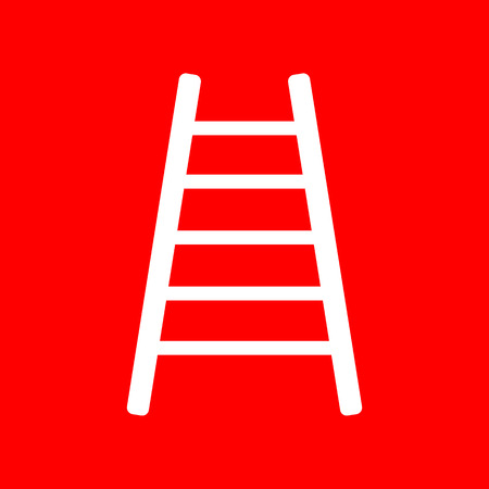Ladder sign illustration. White icon on red background.のイラスト素材