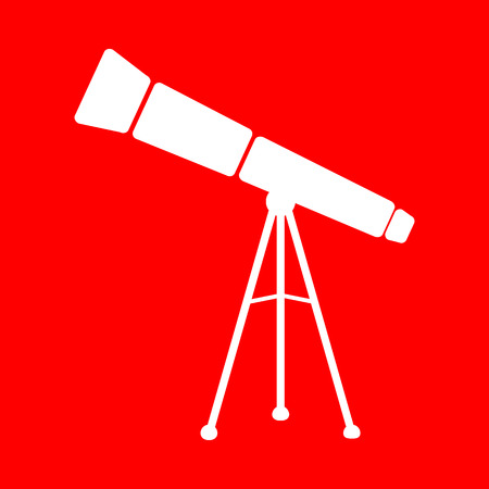 Telescope simple sign. White icon on red background.のイラスト素材