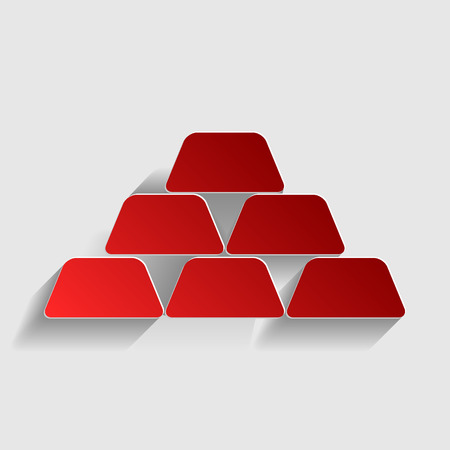 Gold simple sign. Red paper style icon with shadow on gray.のイラスト素材