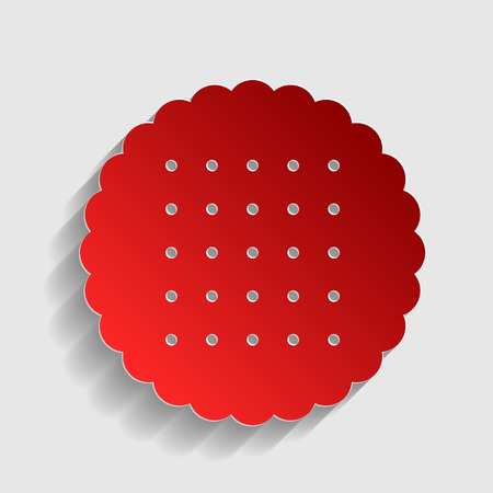 Biscuit sign illustration. Red paper style icon with shadow on gray.のイラスト素材