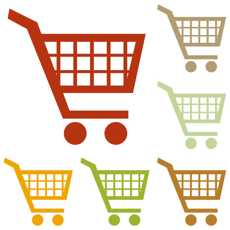Shopping cart sign. Colorful autumn set of icons.のイラスト素材