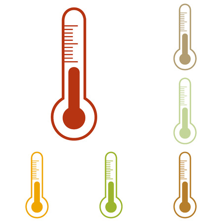Meteo diagnostic technology thermometer sign. Colorful autumn set of icons.のイラスト素材