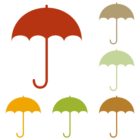 Umbrella sign icon. Rain protection symbol. Flat design style. Colorful autumn set of icons.のイラスト素材