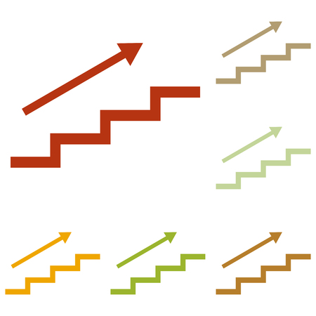 Stair with arrow. Colorful autumn set of icons.のイラスト素材