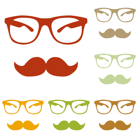 Mustache and Glasses sign. Colorful autumn set of icons.のイラスト素材