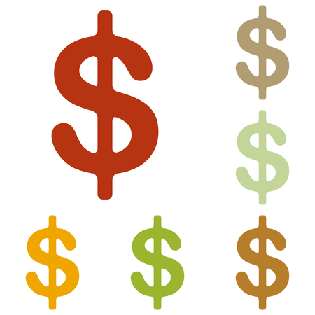 Dollars sign illustration. USD currency symbol. Money label. Colorful autumn set of icons.のイラスト素材