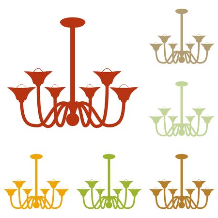 Chandelier simple sign. Colorful autumn set of icons.のイラスト素材