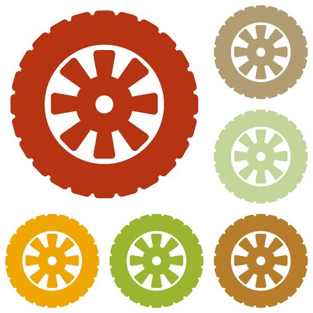 Road tire sign. Colorful autumn set of icons.のイラスト素材