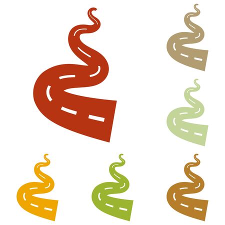 Road simple sign. Colorful autumn set of icons.のイラスト素材