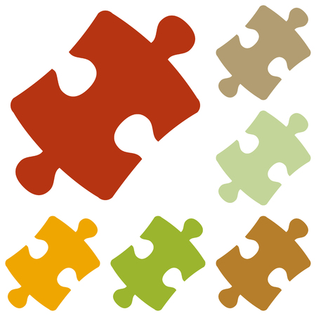 Puzzle piece sign. Colorful autumn set of icons.のイラスト素材