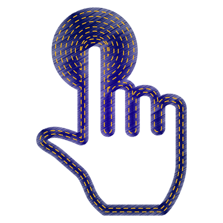 Hand click on button. Jeans style icon on white background.のイラスト素材