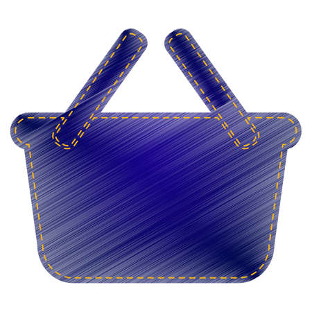 Shopping basket sign. Jeans style icon on white background.のイラスト素材