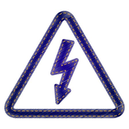 High voltage danger sign. Jeans style icon on white background.のイラスト素材