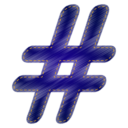 Hashtag sign illustration. Jeans style icon on white background.のイラスト素材