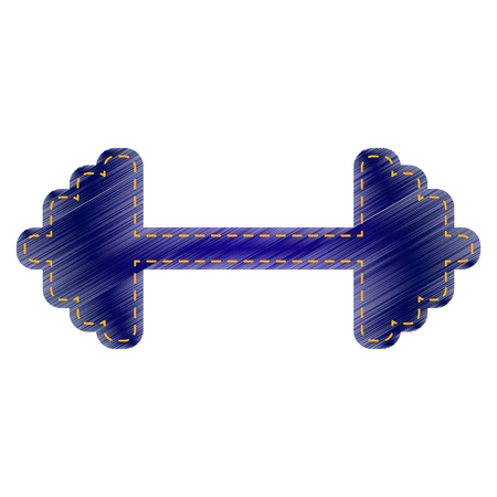 Dumbbell weights sign. Jeans style icon on white background.のイラスト素材