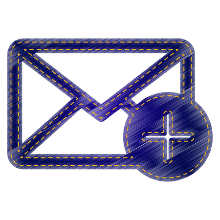 Mail sign illustration with add mark. Jeans style icon on white background.のイラスト素材