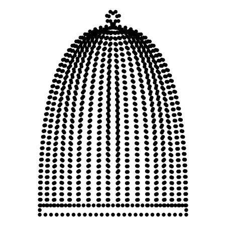 Bird cage sign. Dot style or bullet style icon on white.のイラスト素材