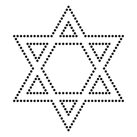 Shield Magen David Star. Symbol of Israel. Dot style or bullet style icon on white.のイラスト素材