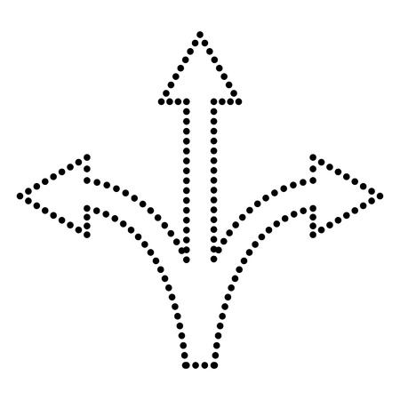 Three-way direction arrow sign. Dot style or bullet style icon on white.のイラスト素材