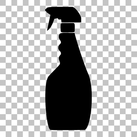 Plastic bottle for cleaning. Flat style black icon on transparent background.のイラスト素材