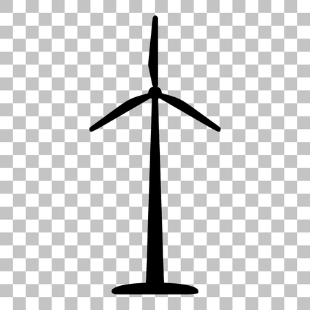 Wind turbine logo or sign. Flat style black icon on transparent background.のイラスト素材