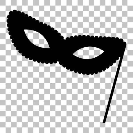 Traditional Venetian Carnival Decorative mask sign. Flat style black icon on transparent background.のイラスト素材