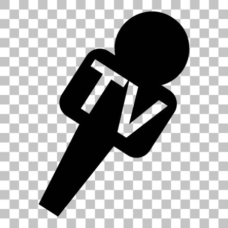 TV microphone sign illustration. Flat style black icon on transparent background.のイラスト素材