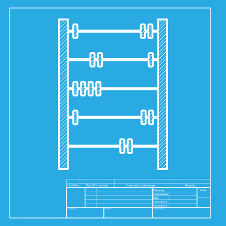Retro abacus sign. White section of icon on blueprint template.のイラスト素材