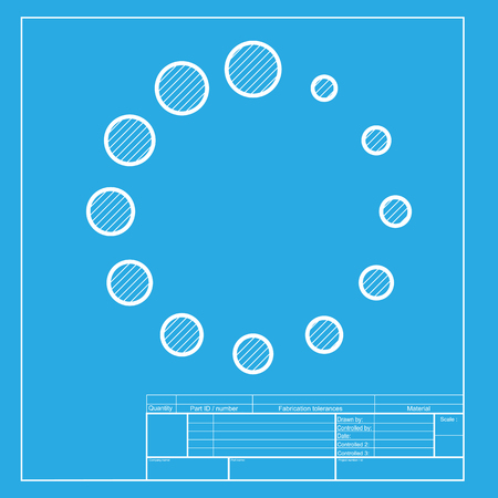 Circular loading sign. White section of icon on blueprint template.のイラスト素材