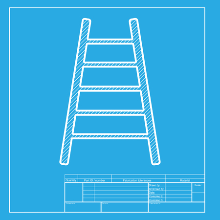 Ladder sign illustration. White section of icon on blueprint template.のイラスト素材