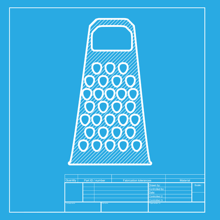 Cheese grater sign. White section of icon on blueprint template.のイラスト素材