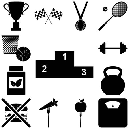 Sport and healty signs set. Vector illustrationのイラスト素材