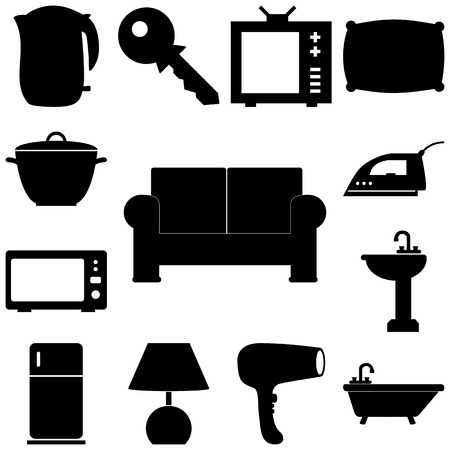 Home pieces signs set. Flat style Vector illustrationのイラスト素材