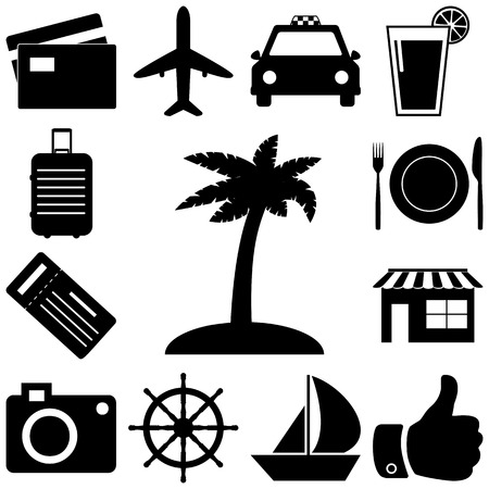 Travel and vacation signs set. Vector illustrationのイラスト素材