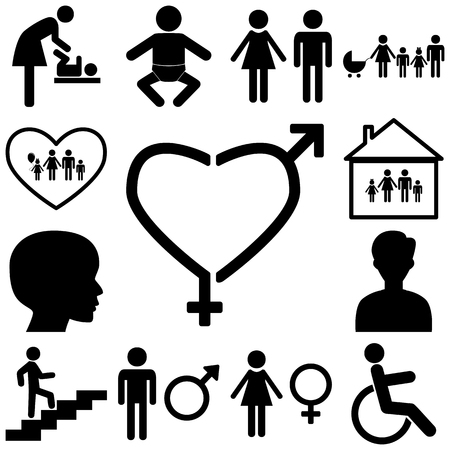 Family sign illustration. Flat icons Vector illustrationのイラスト素材