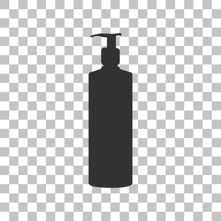 Gel, Foam Or Liquid Soap. Dispenser Pump Plastic Bottle silhouette. Dark gray icon on transparent background.のイラスト素材
