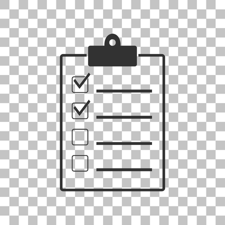 Checklist sign illustration. Dark gray icon on transparent background.のイラスト素材
