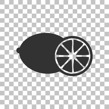 Fruits lemon sign. Dark gray icon on transparent background.のイラスト素材