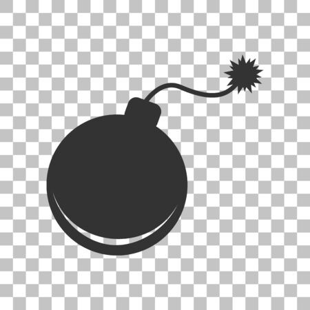 Bomb sign illustration. Dark gray icon on transparent background.のイラスト素材