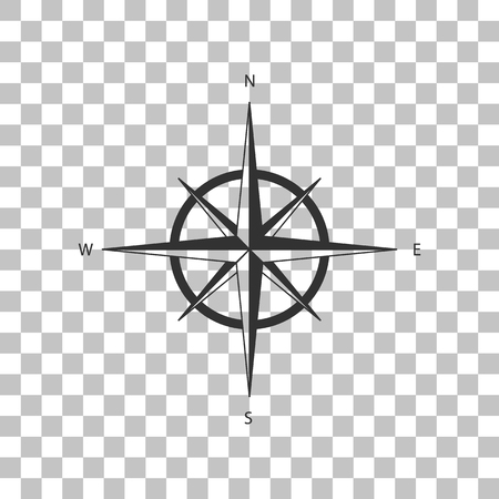 Wind rose sign. Dark gray icon on transparent background.のイラスト素材
