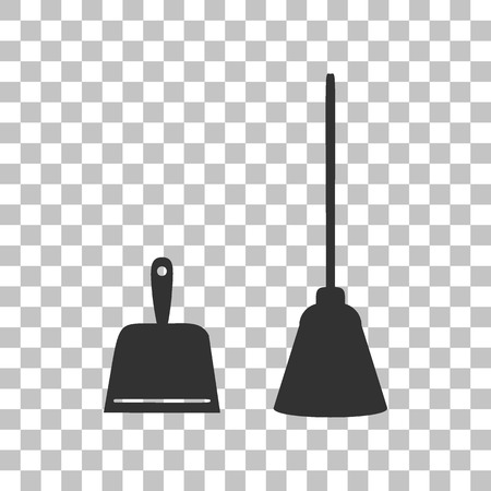 Dustpan vector sign. Scoop for cleaning garbage housework dustpan equipment. Dark gray icon on transparent background.のイラスト素材