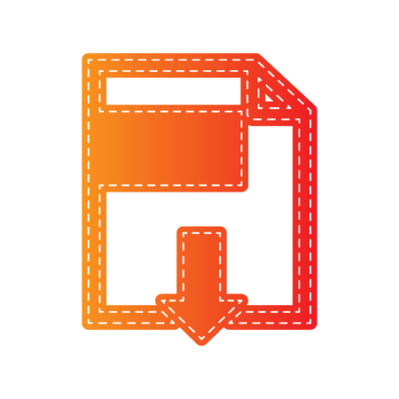 File download sign. Orange applique isolated.のイラスト素材