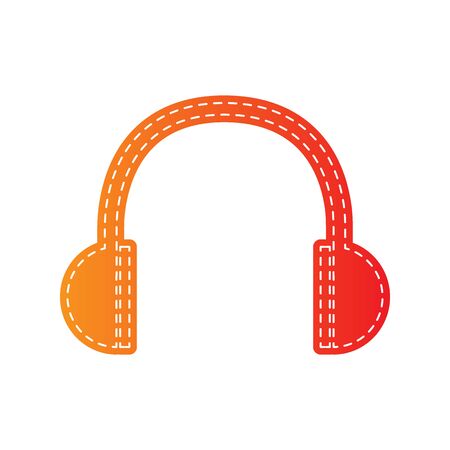 Headphones sign illustration. Orange applique isolated.のイラスト素材