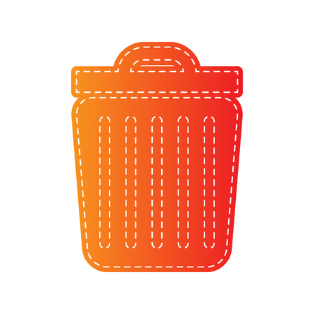 Trash sign illustration. Orange applique isolated.のイラスト素材