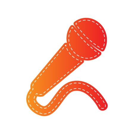 Microphone sign illustration. Orange applique isolated.のイラスト素材