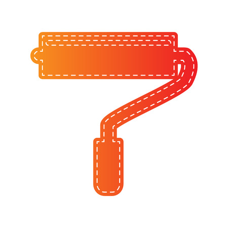 Roller sign illustration. Orange applique isolated.のイラスト素材