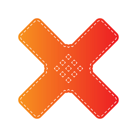 Aid sticker sign. Orange applique isolated.のイラスト素材